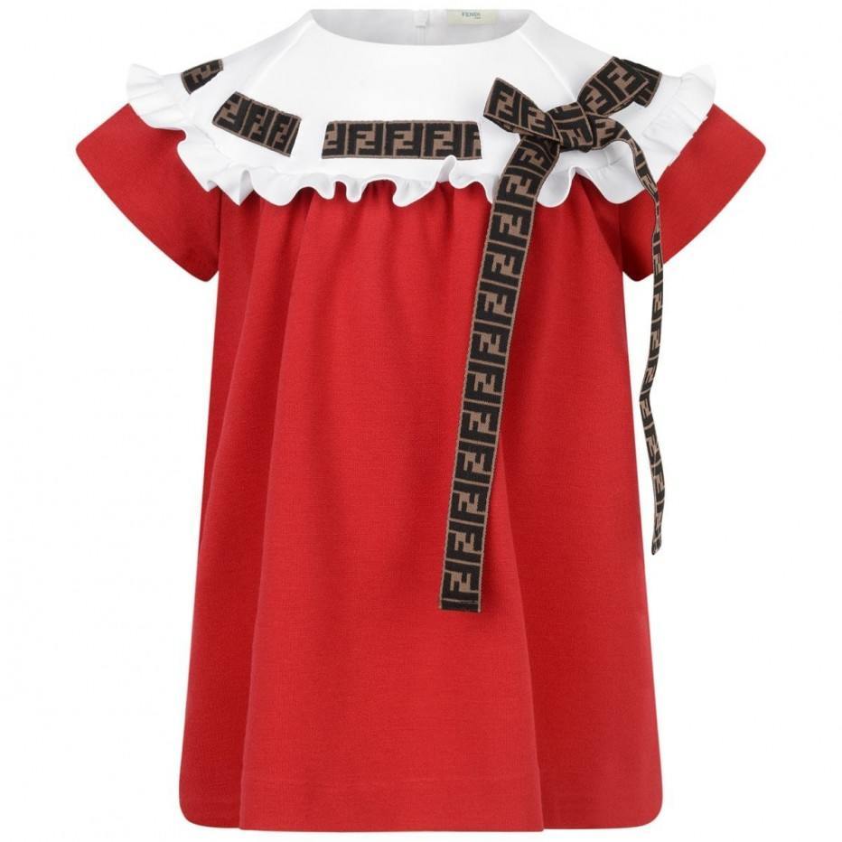 Baby Girls Red Threaded Ribbon Dress