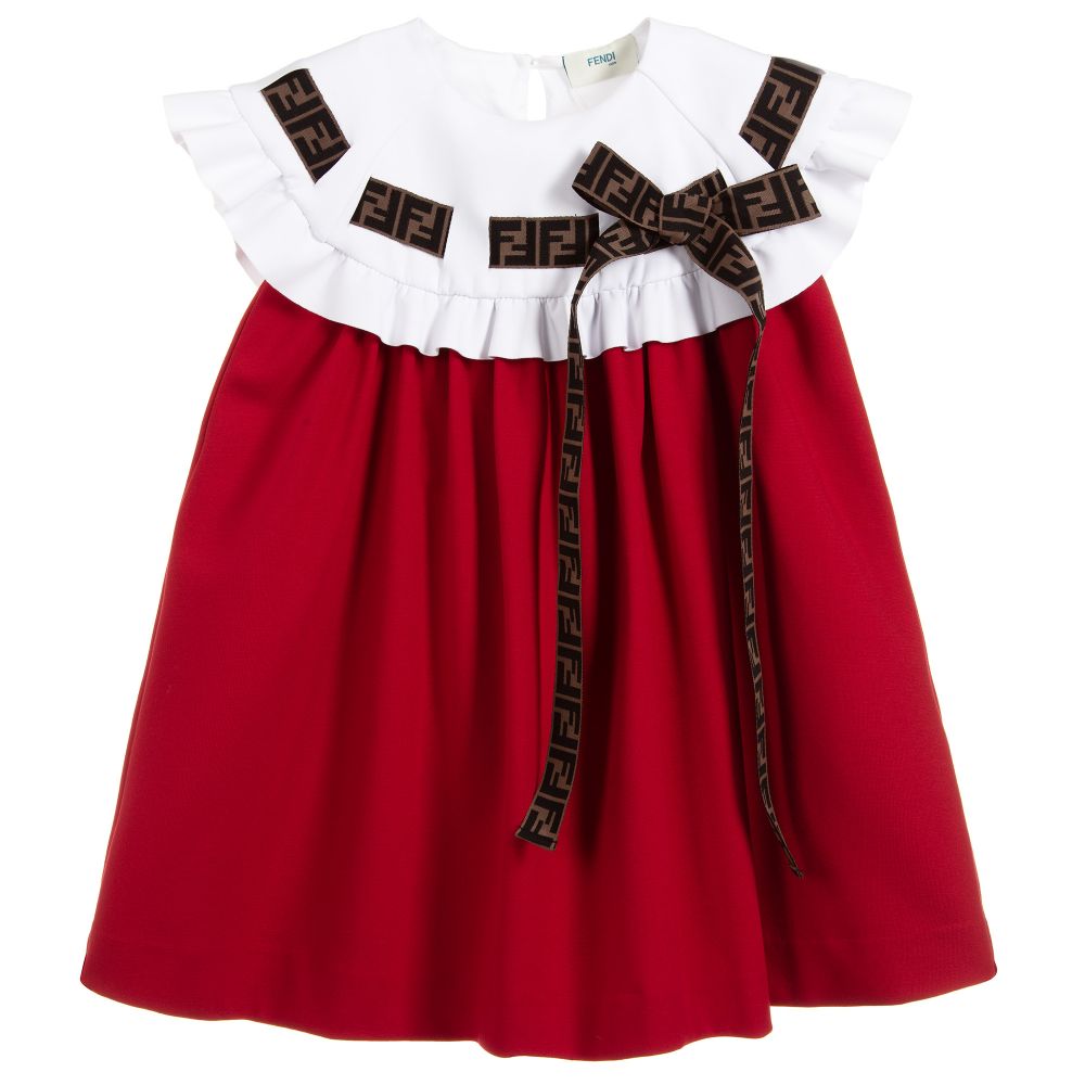 Girls Red & Ivory Jersey Dress