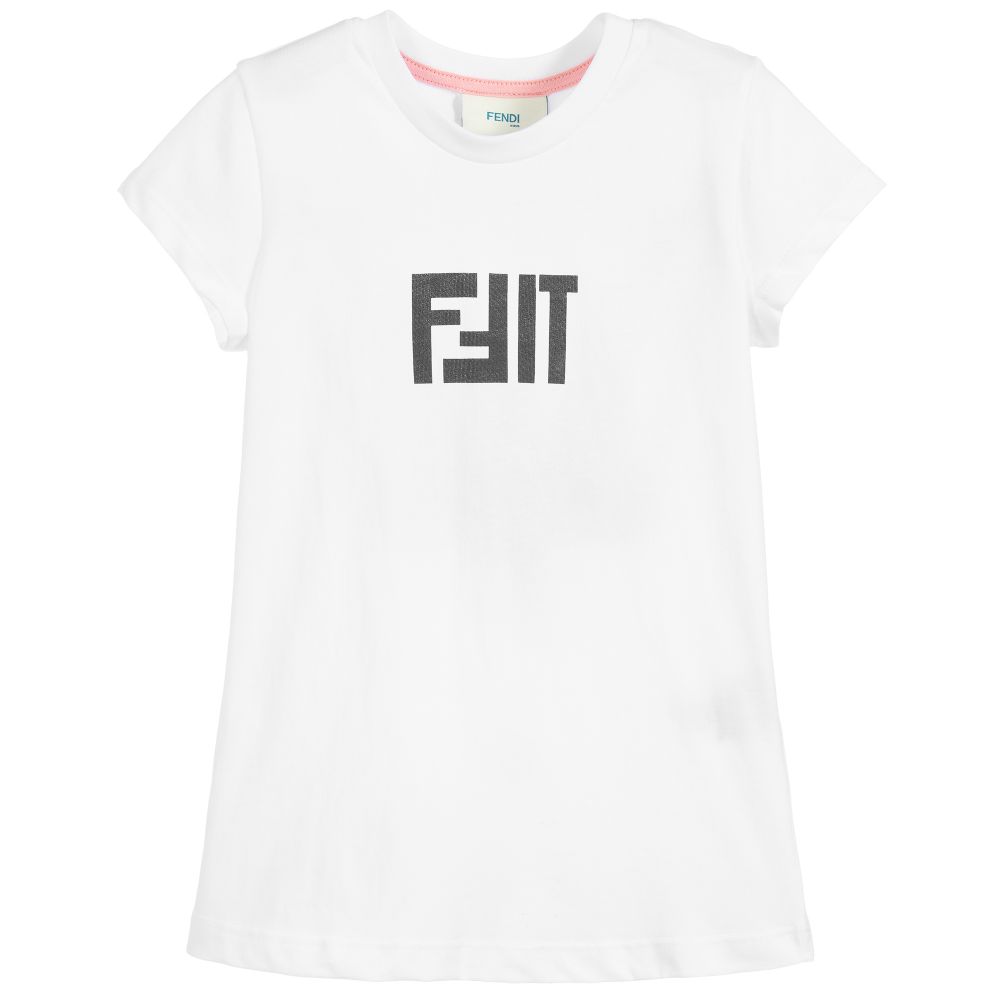 Girls White Cotton T-Shirt