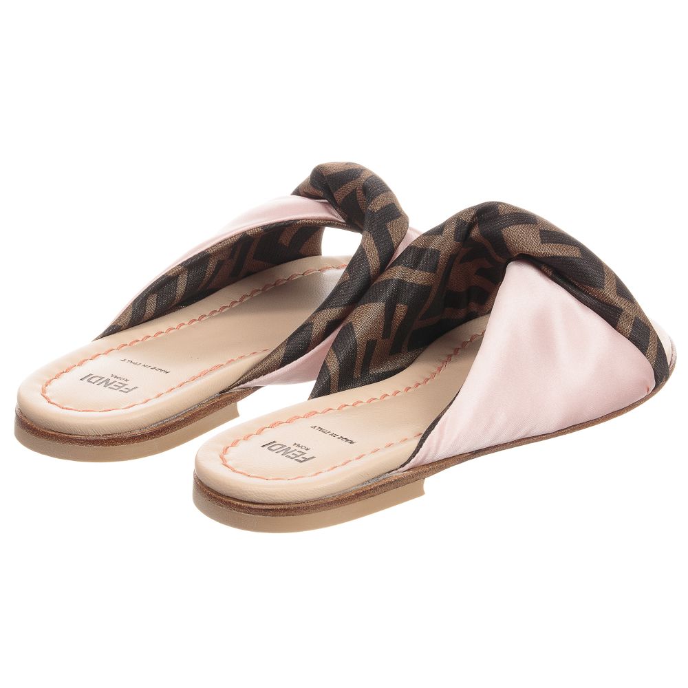 Girls Pink "FF" Logo Sandals