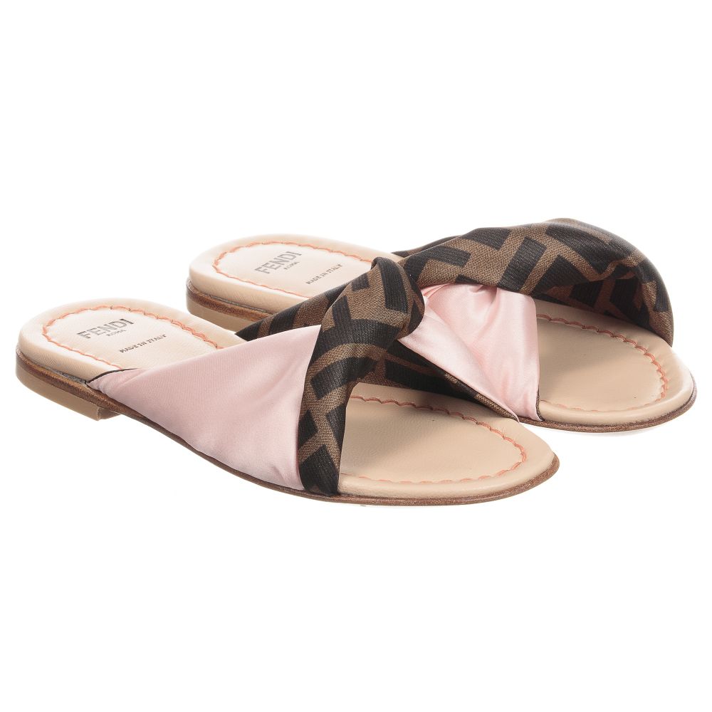 Girls Pink "FF" Logo Sandals