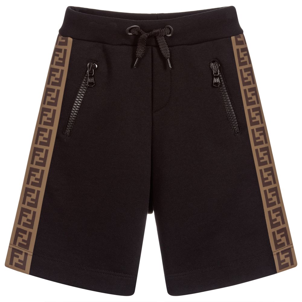 Boys Black "FF" Logo Shorts