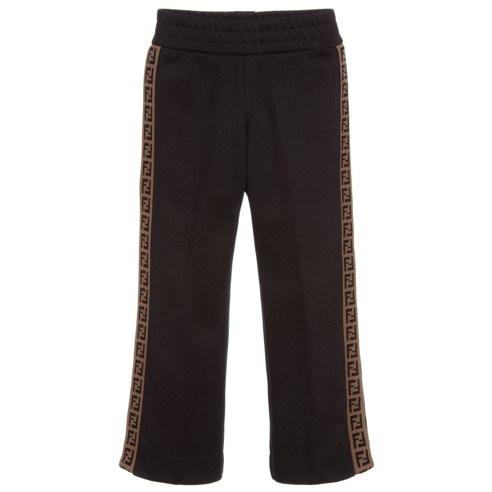 Girls Black "FF" Logo Trousers