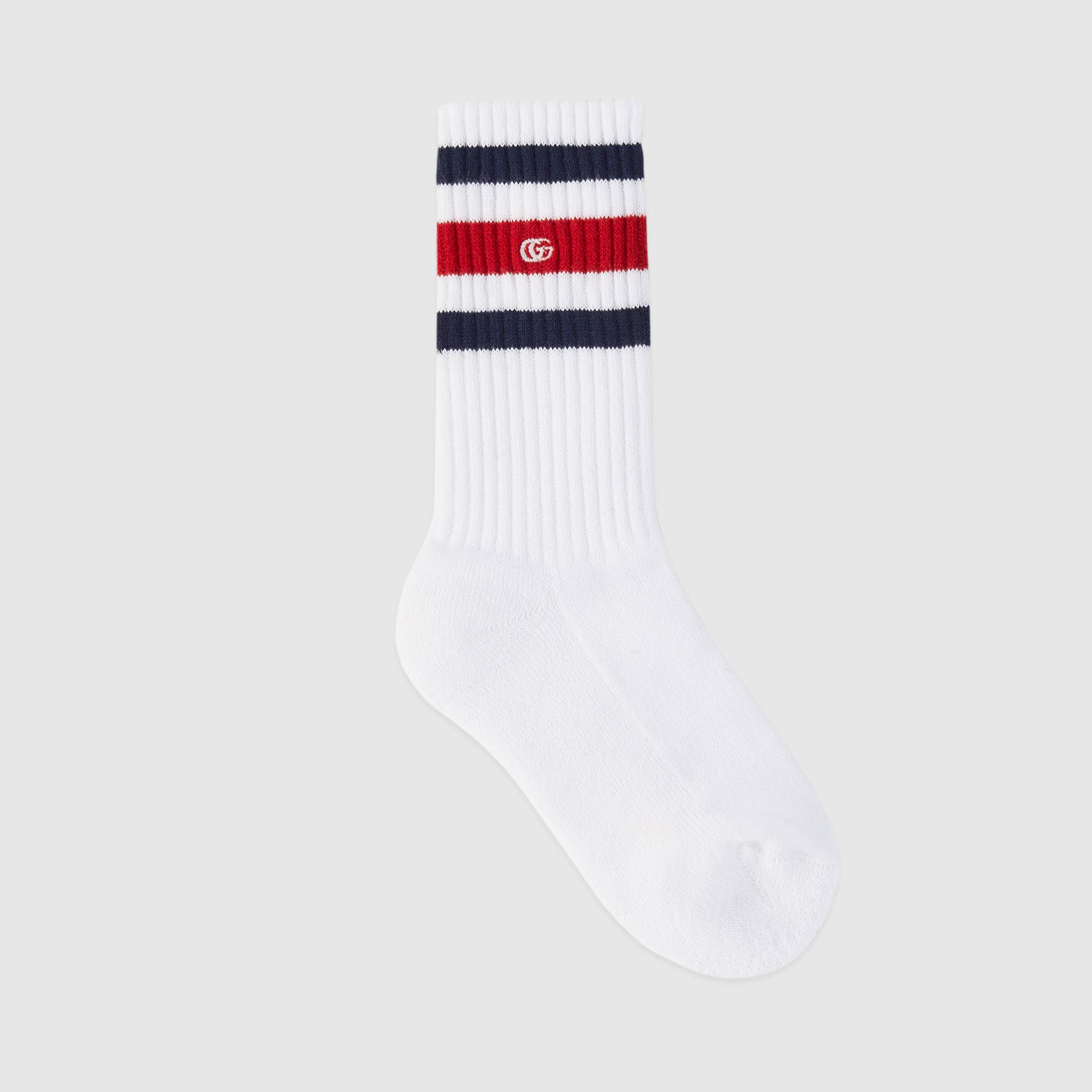 Boys White & Blue Cotton Socks