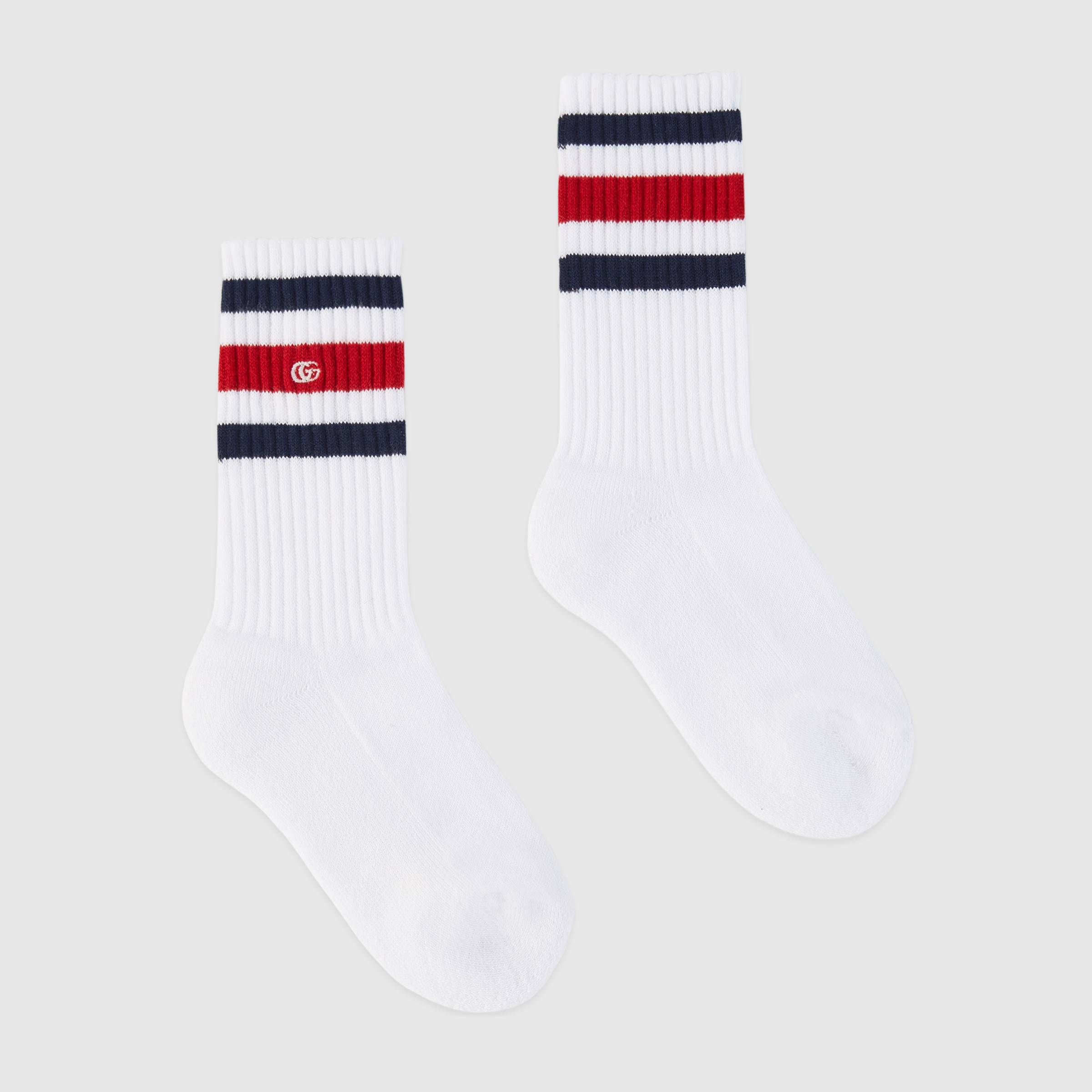 Boys White & Blue Cotton Socks