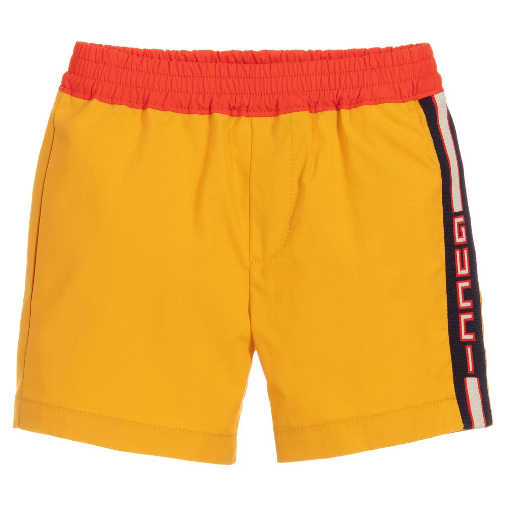 Boys Yellow & Orange Cotton Shorts