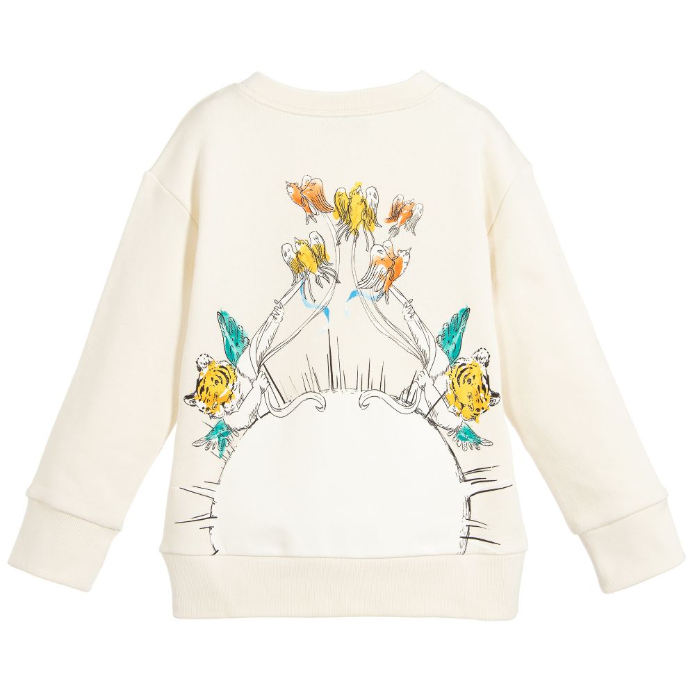Girls Rice White Cotton Sweatshirt