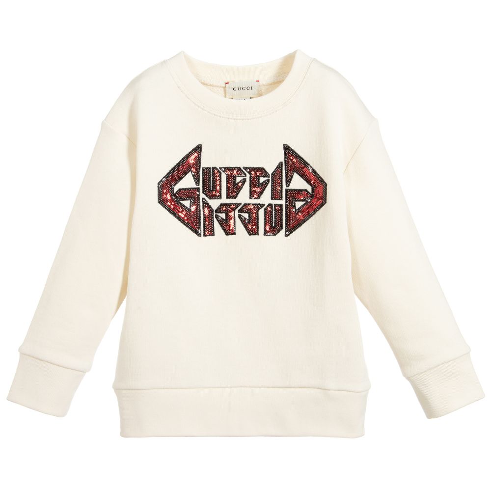 Girls Rice White Cotton Sweatshirt