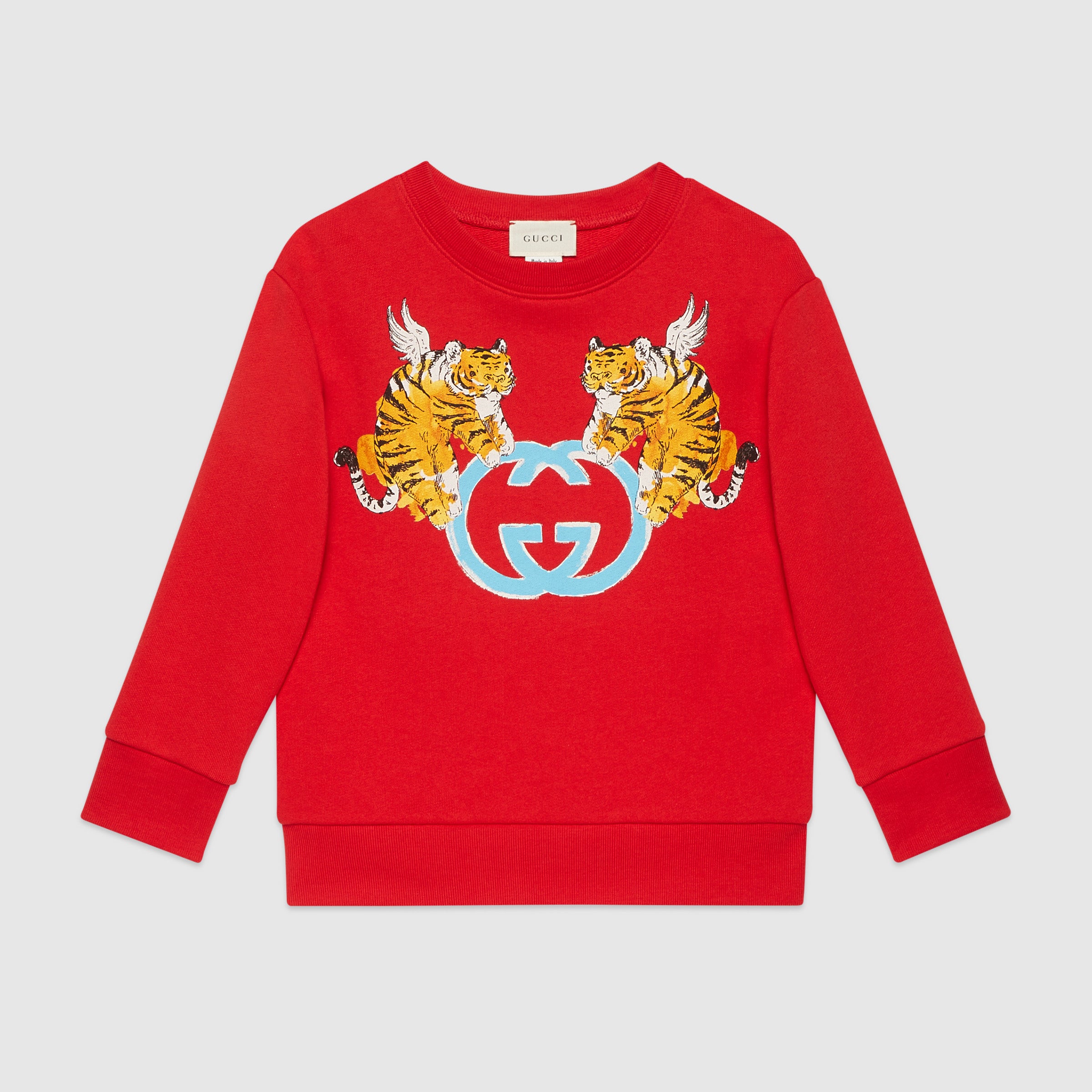 Girls Red Printed Cotton Sweatshirt