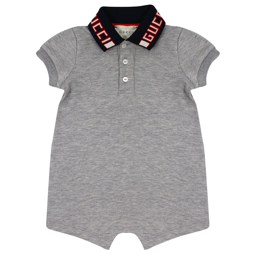 Baby Boys Grey Cotton Babysuits