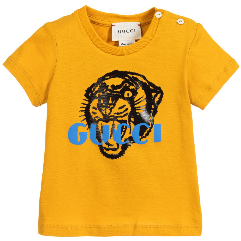 Baby Girls & Boys Yellow Cotton T-shirt