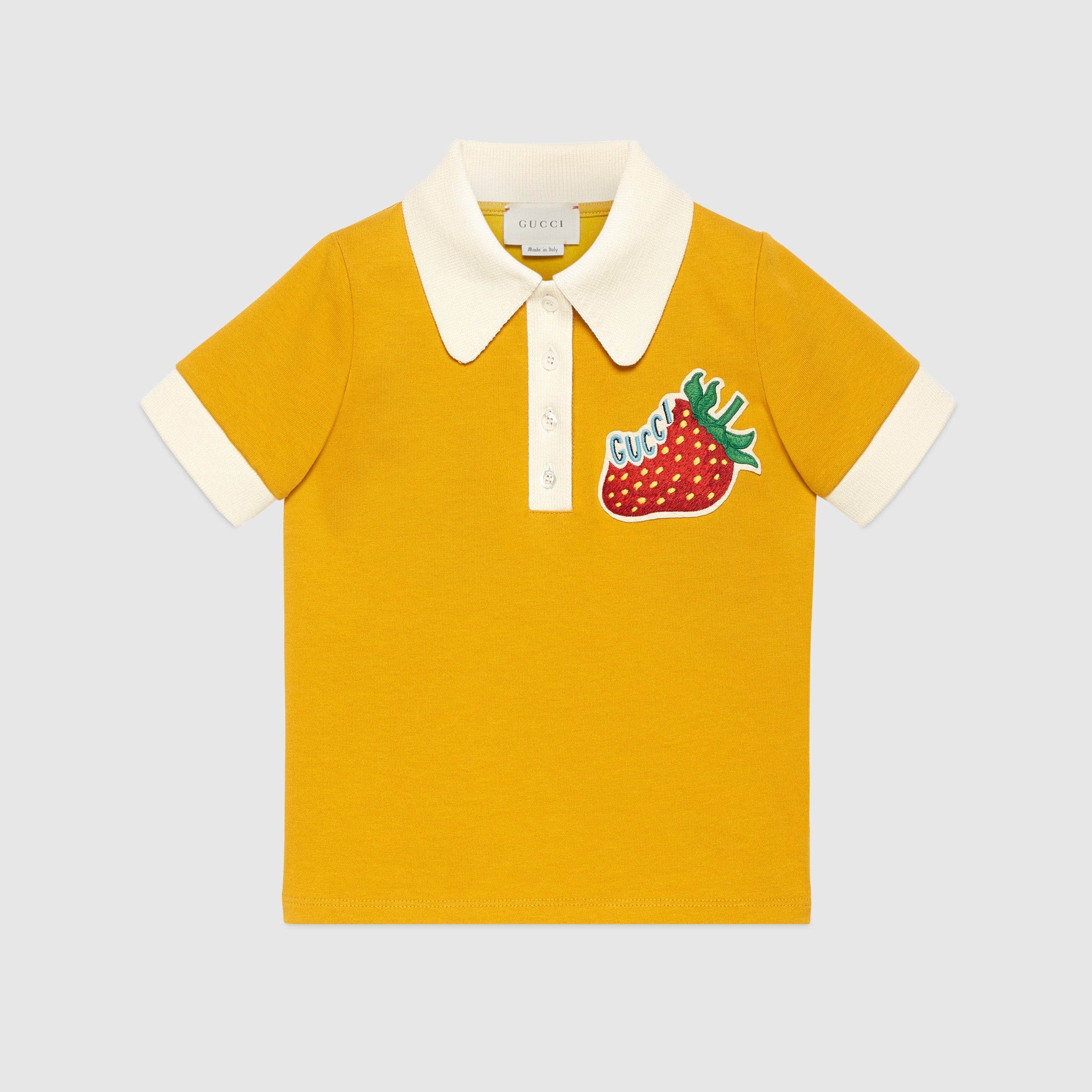 Girls Yellow Strawberry Polo Shirt