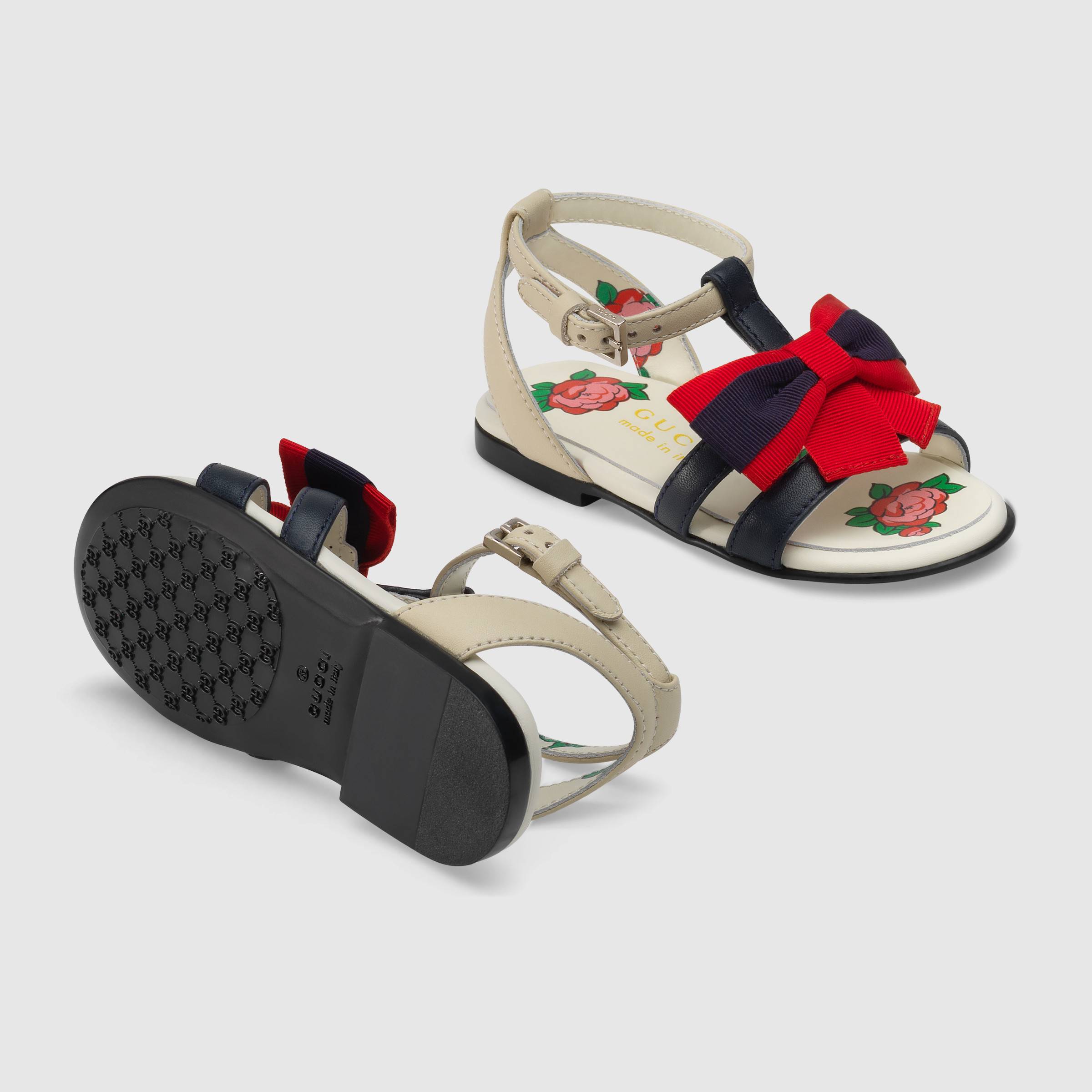 Baby Girls Rice White & Red Bowknot Sandals