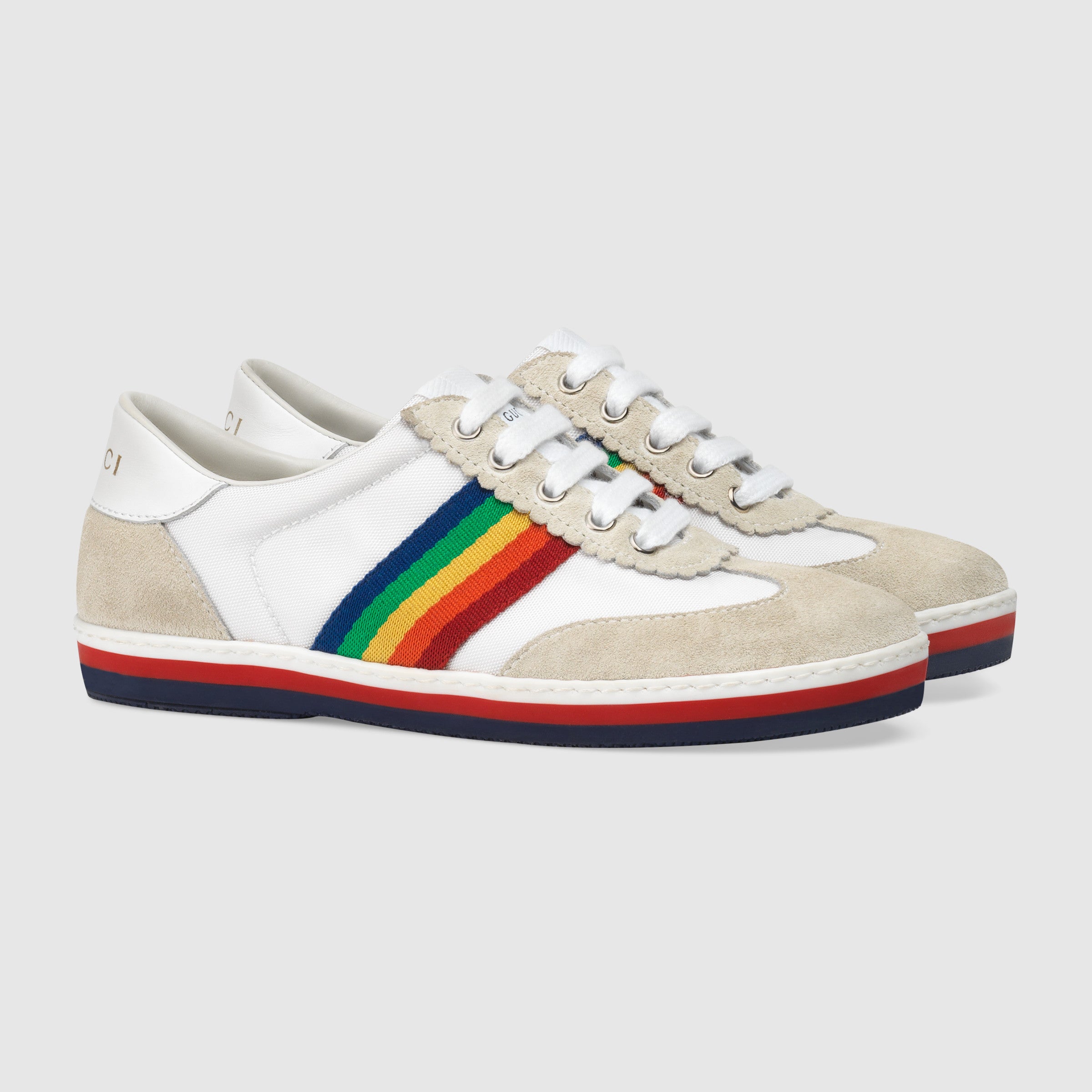 Boys and Girls White & Chromatic Stripes Shoes