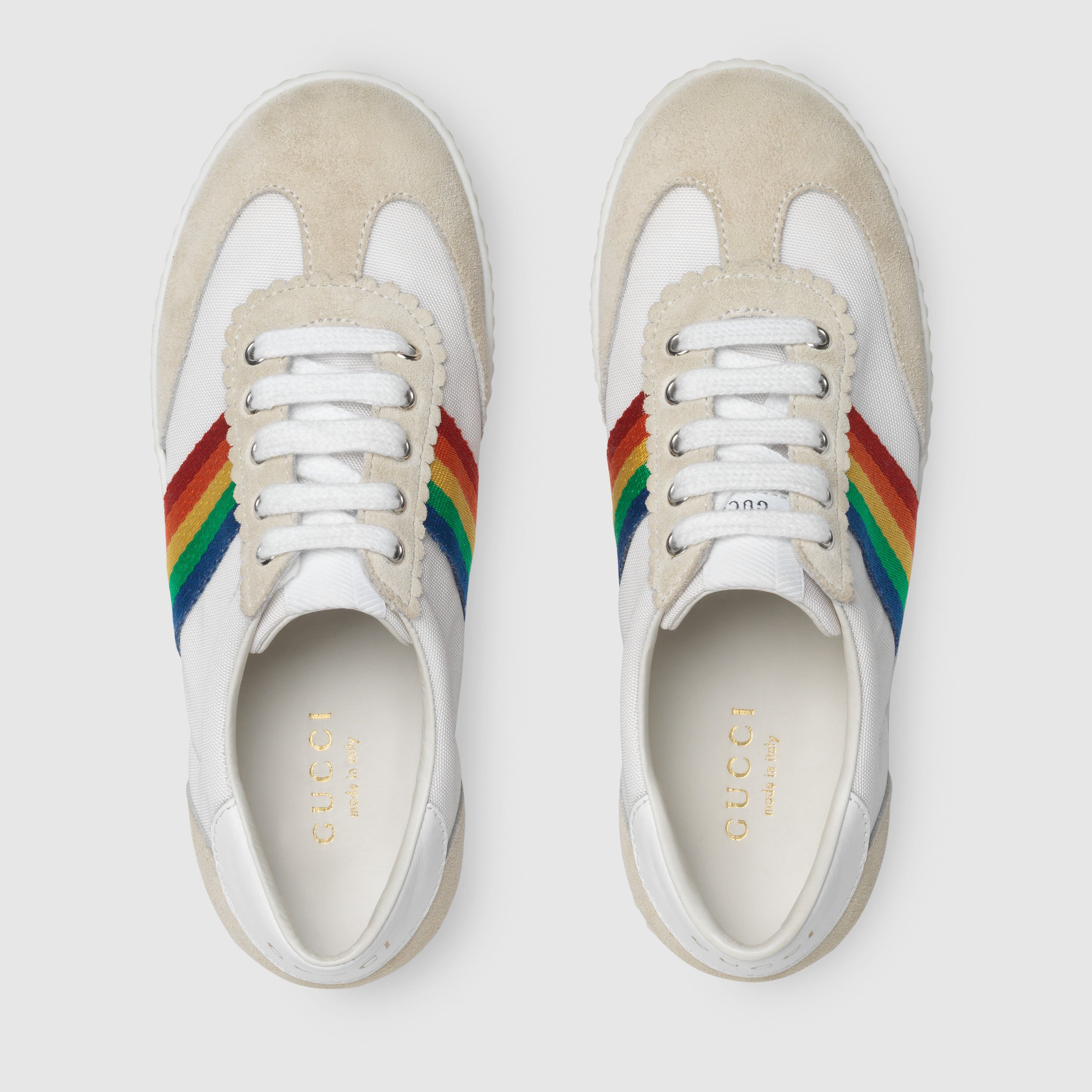 Boys and Girls White & Chromatic Stripes Shoes