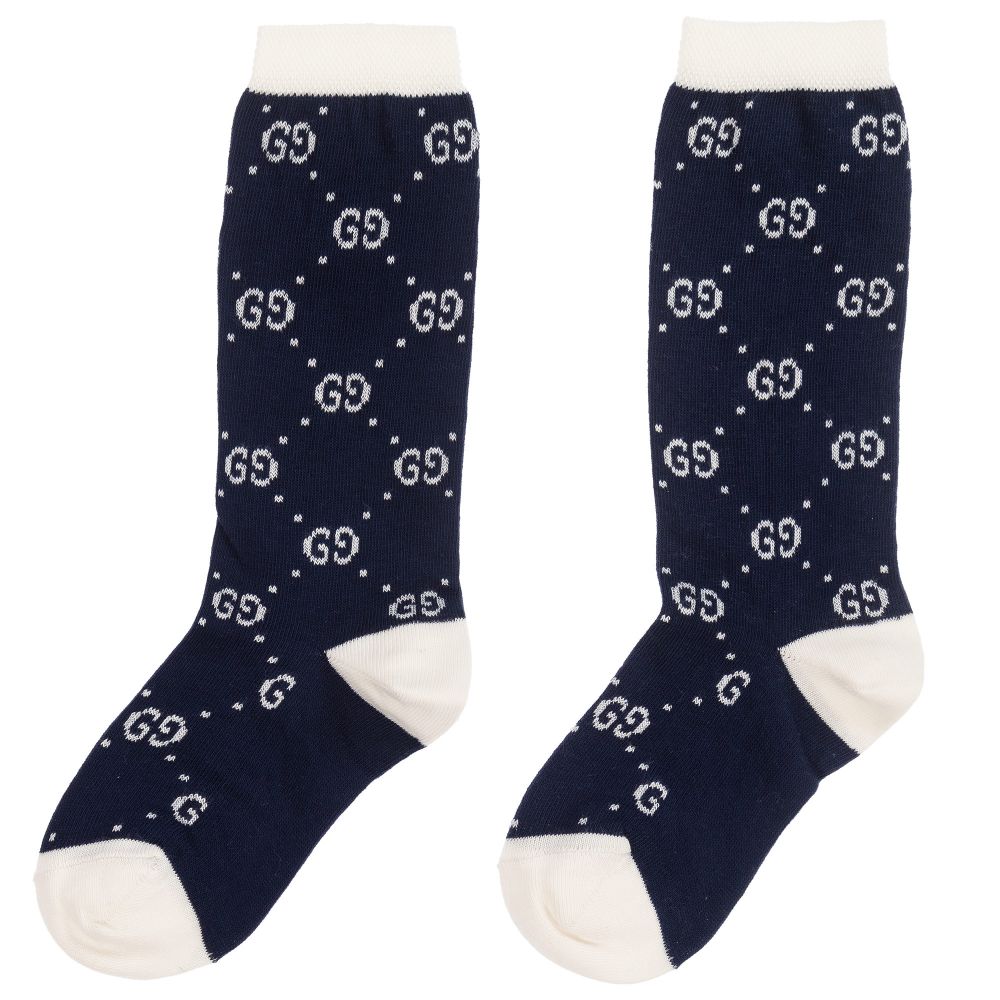 Boys Navy & Ivory Cotton Socks