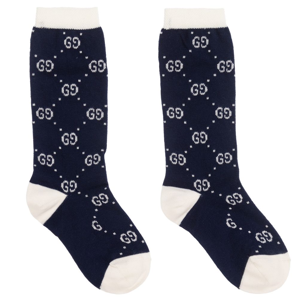 Boys Navy & Ivory Cotton Socks