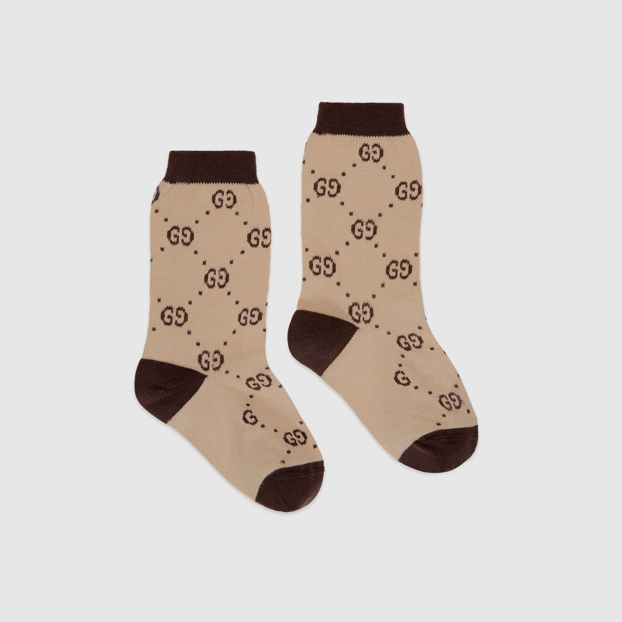 Boys & Girls Brown "GG" Cotton Socks