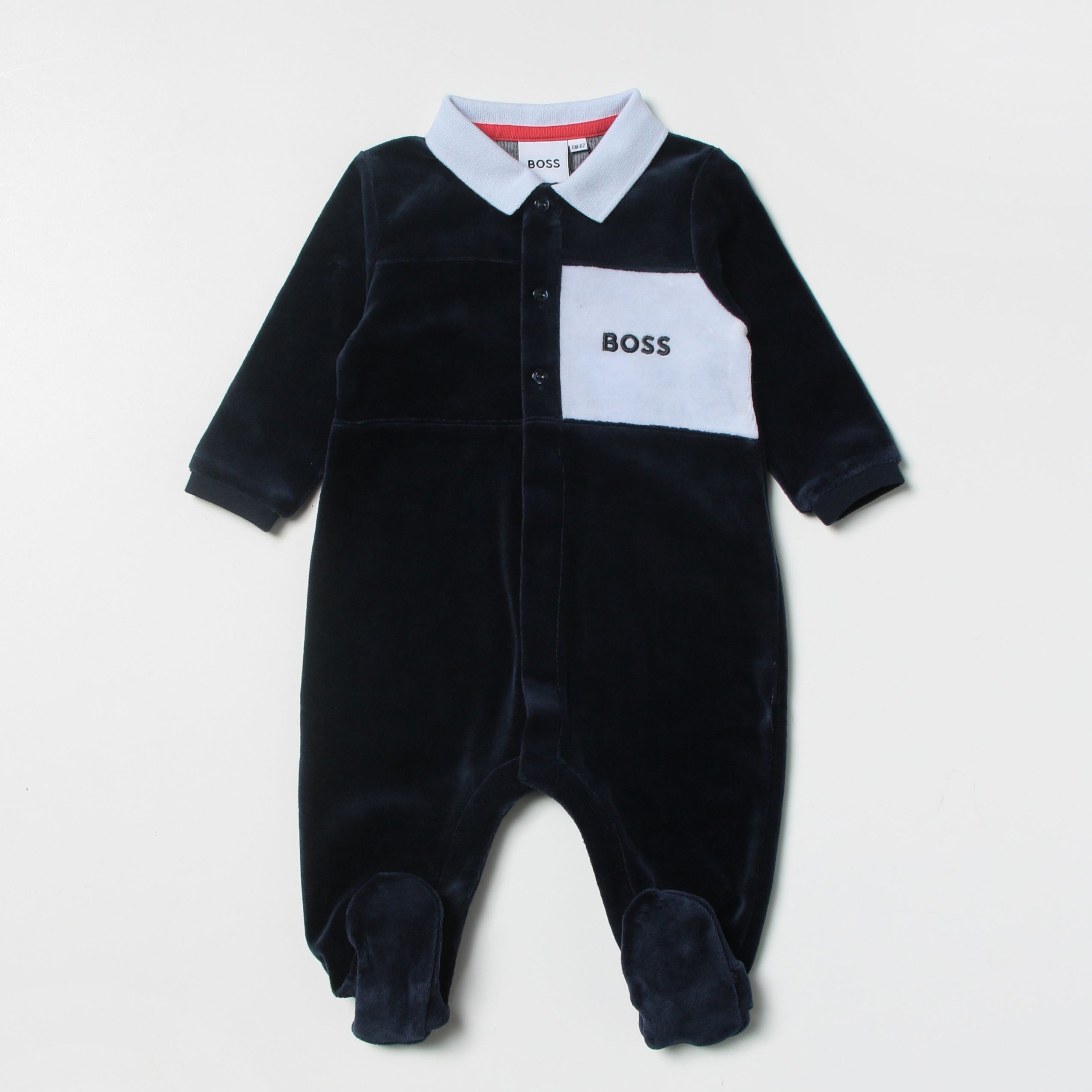 Baby Boys Blue Cotton Babysuit