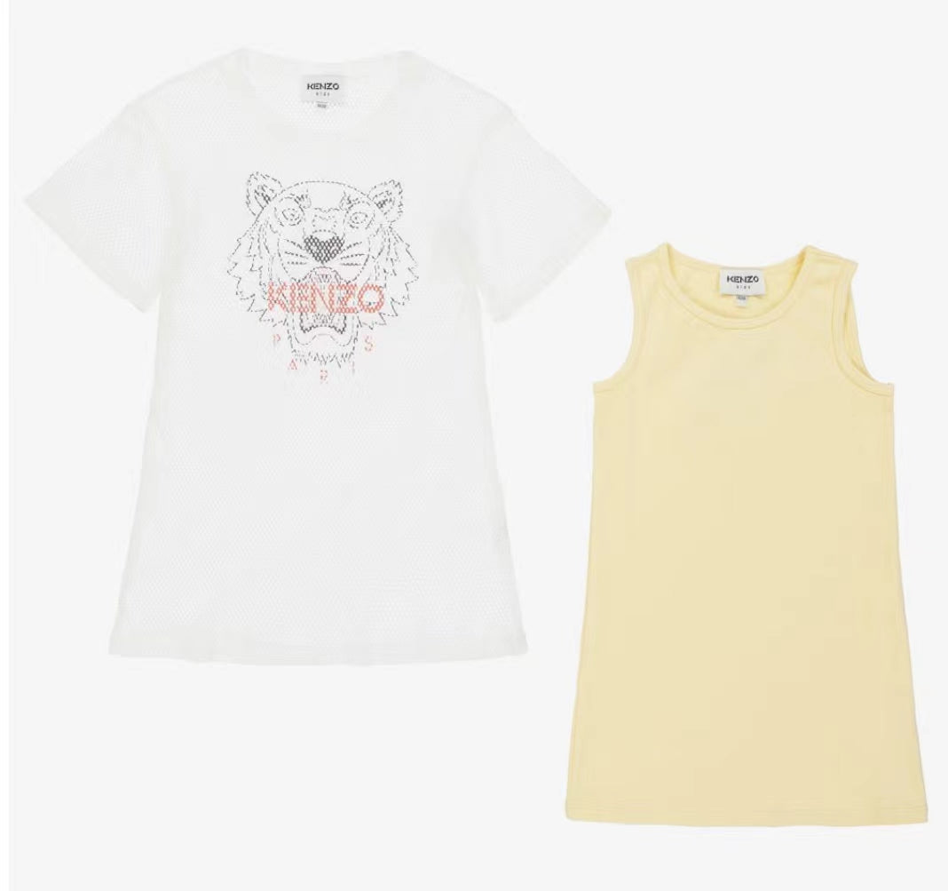 Girls Yellow Cotton Dress Set