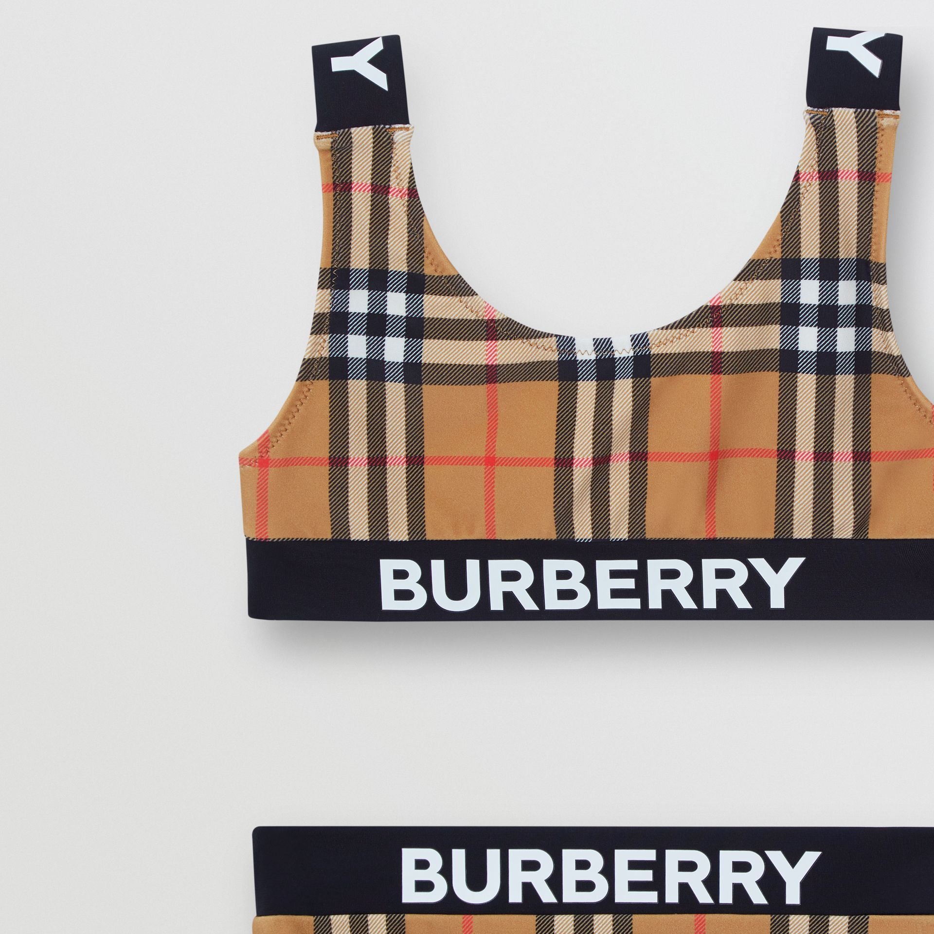Girls Antique Yellow Check Swimwear