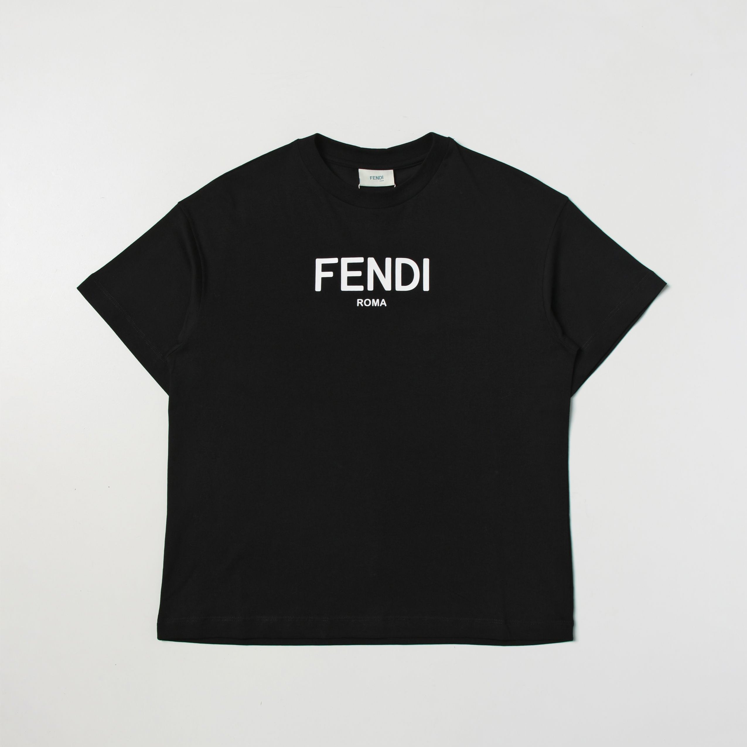 Boys & Girls Black Logo Cotton T-Shirt