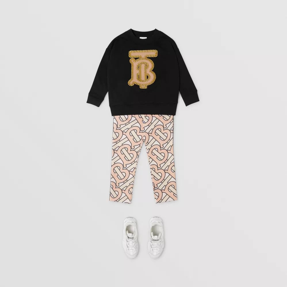 Girls Black Logo Cotton Sweatshirt