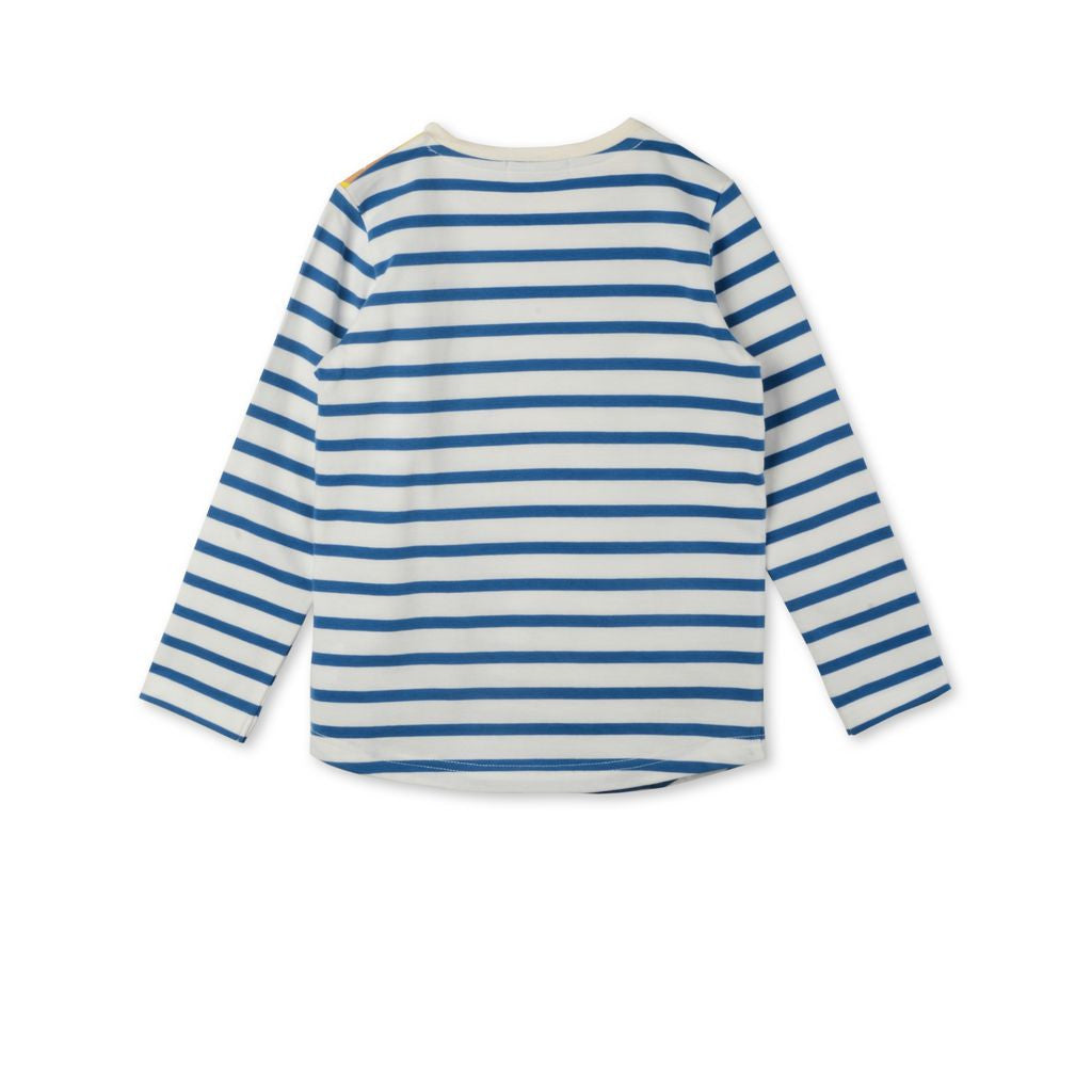 Girls Blue & White Striped Floral Isabella T-shirt - CÉMAROSE | Children's Fashion Store - 2