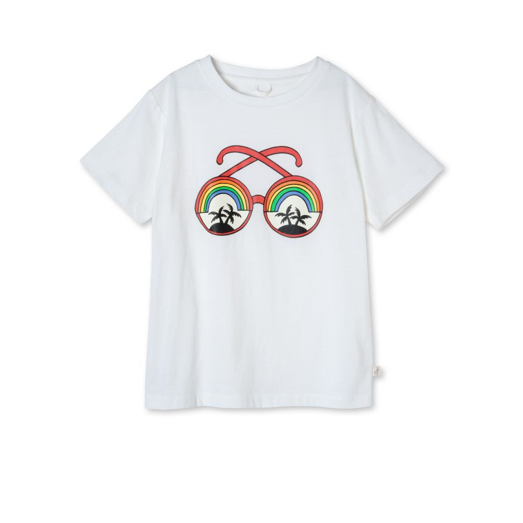 Boys White Arlo Sunglasses Print T-shirt - CÉMAROSE | Children's Fashion Store - 1