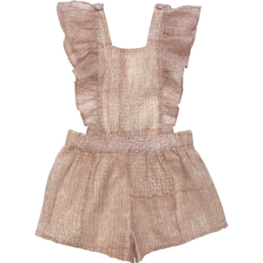Girls Pink Cotton Overall Shorts