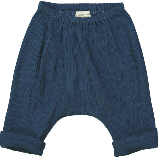 Baby Boys & Girls Navy Fold Cotton Trousers
