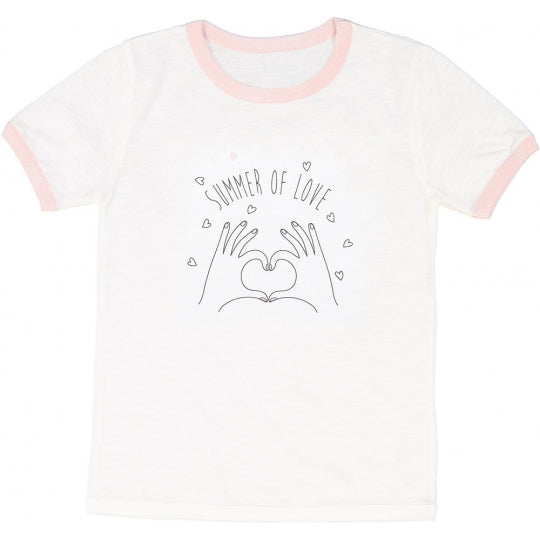 Girls White Printed Cotton T-shirt