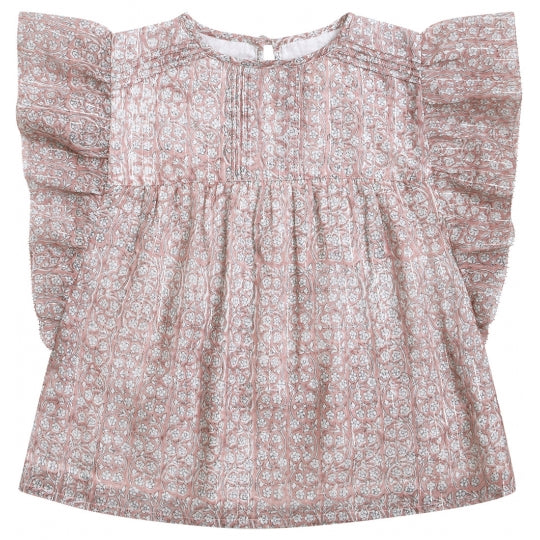 Girls Pink Floral Cotton Blouse