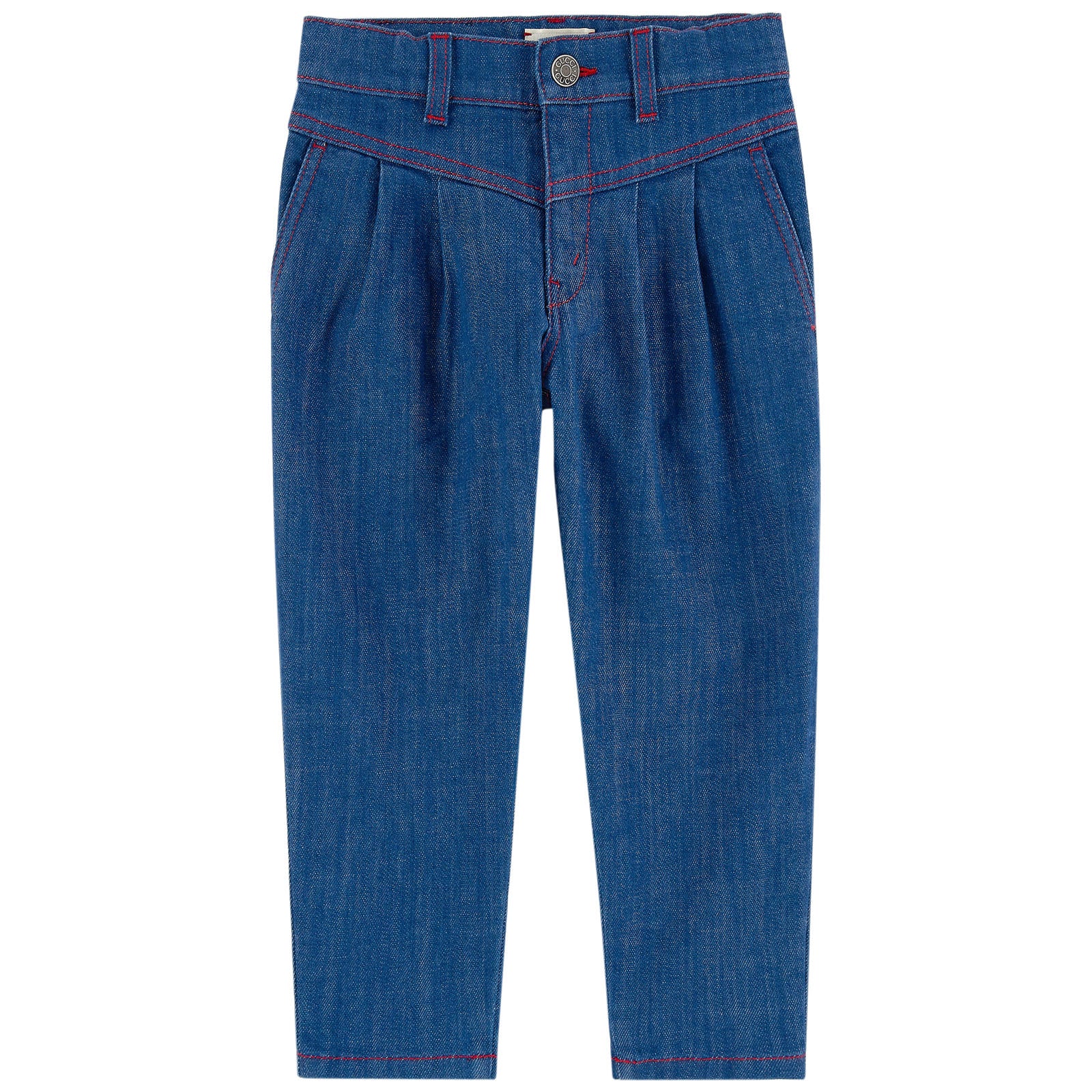 Girls Denim Blue Cotton Trousers