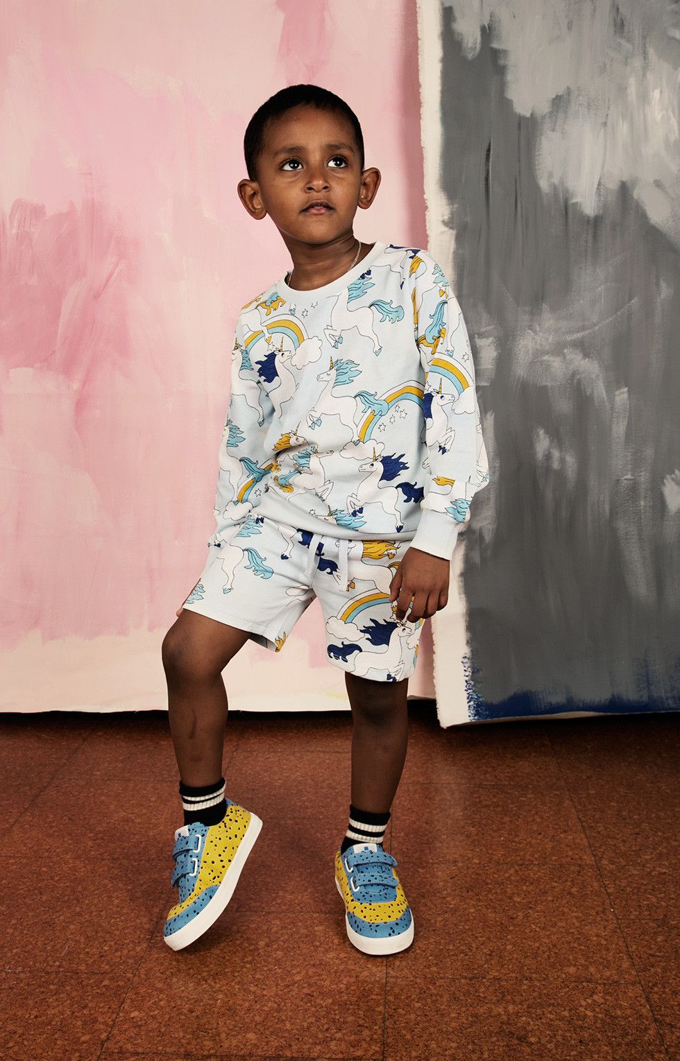Girls Light Blue Unicorns Printed Cotton Sweatshirt - CÉMAROSE | Children's Fashion Store - 2