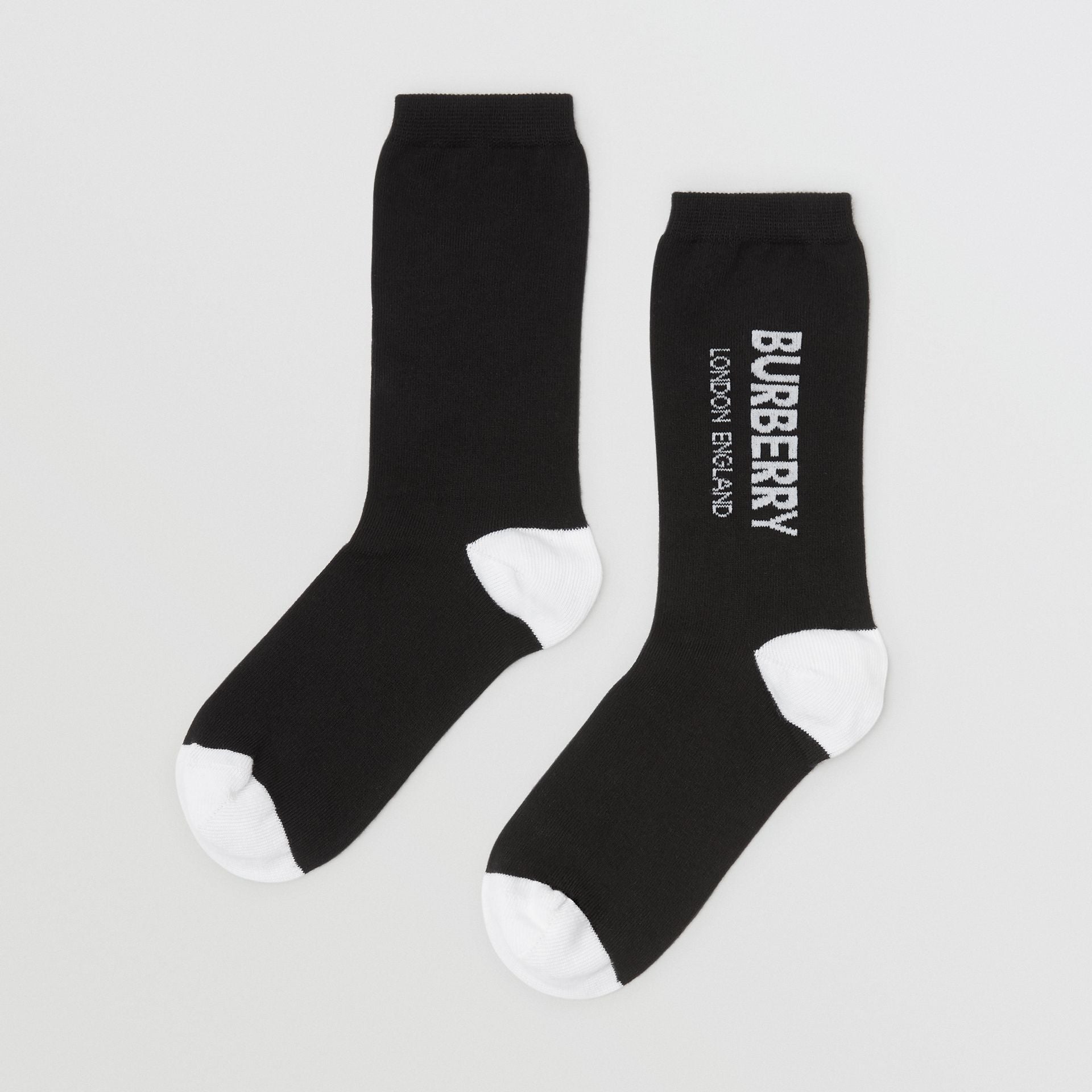 Boys & Girls Black Logo Cotton Socks