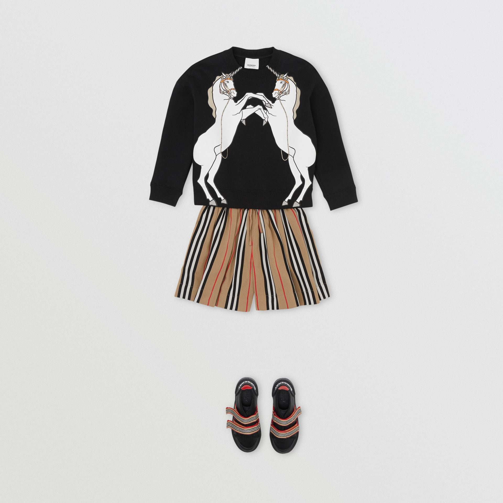 Girls Archive Beige Stripes Shorts