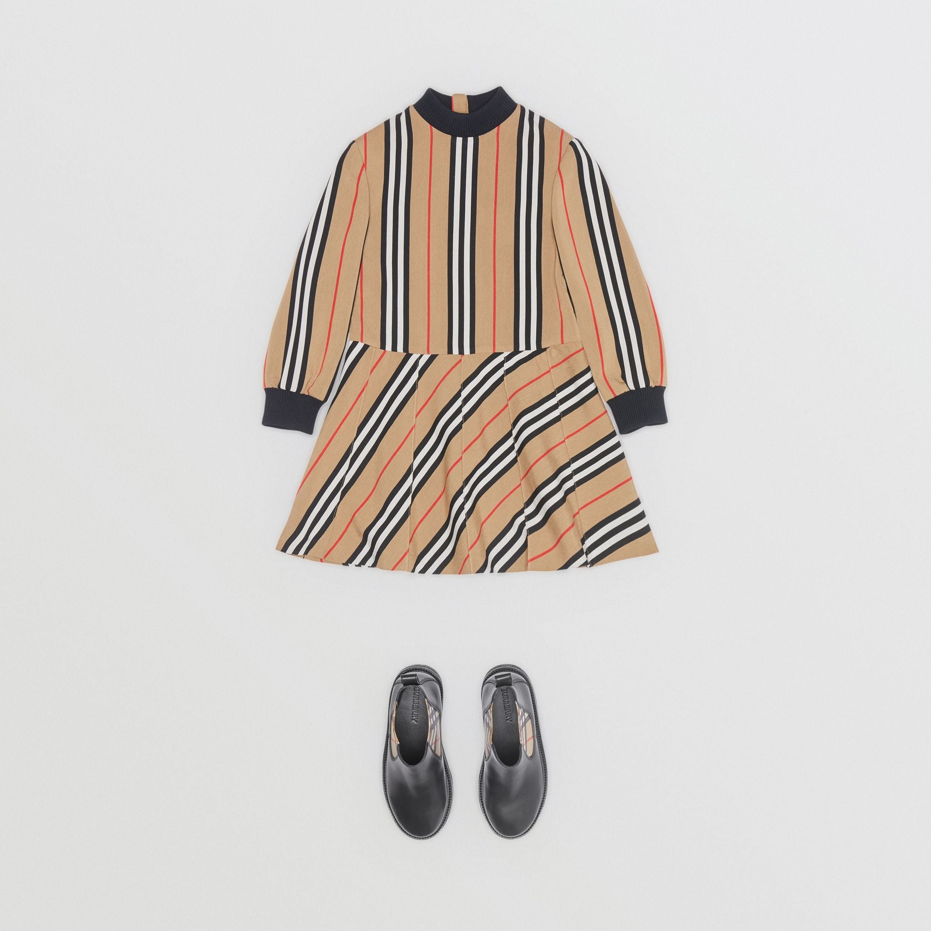 Girls Archive Beige Stripes Dress