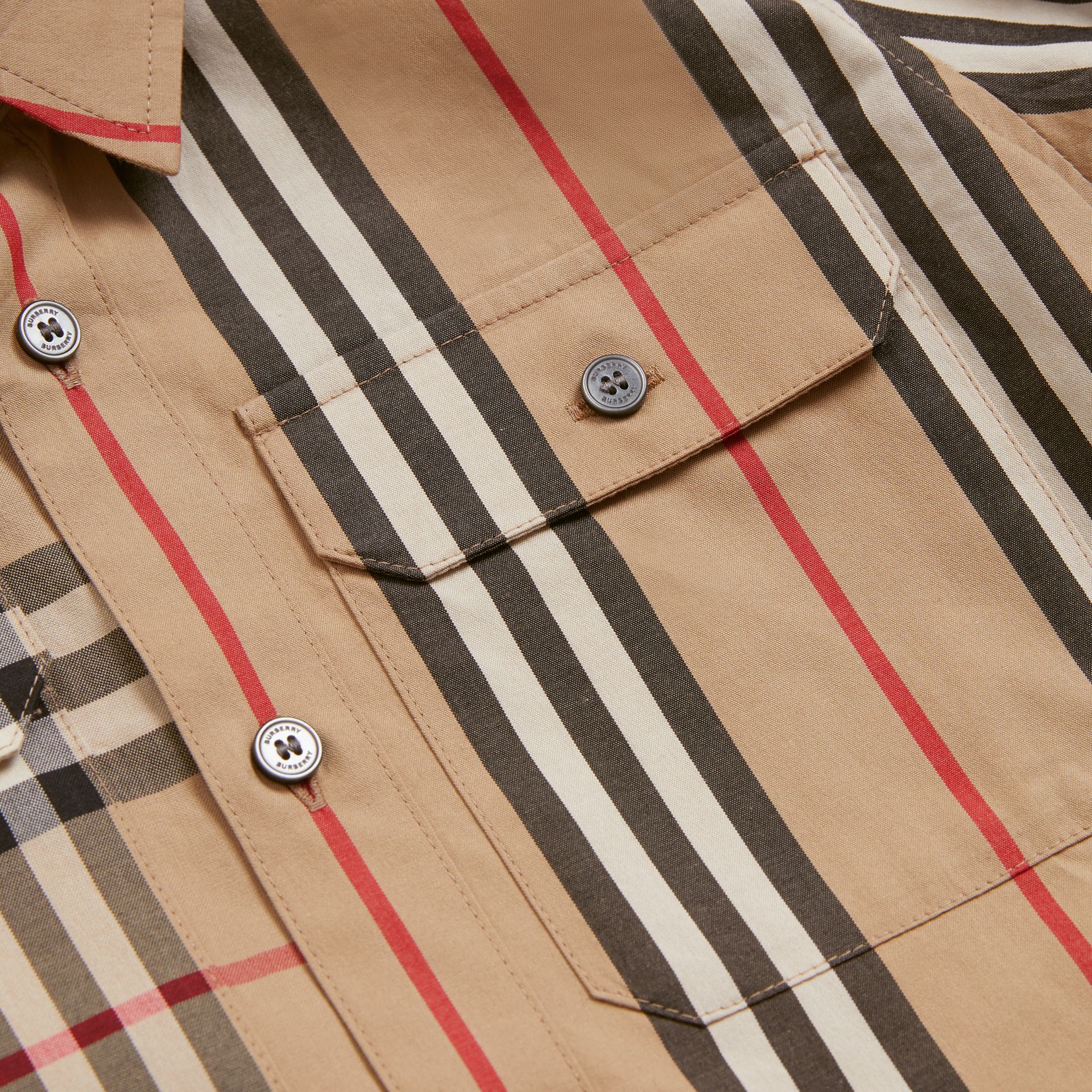 Boys Beige Check Cotton Shirt