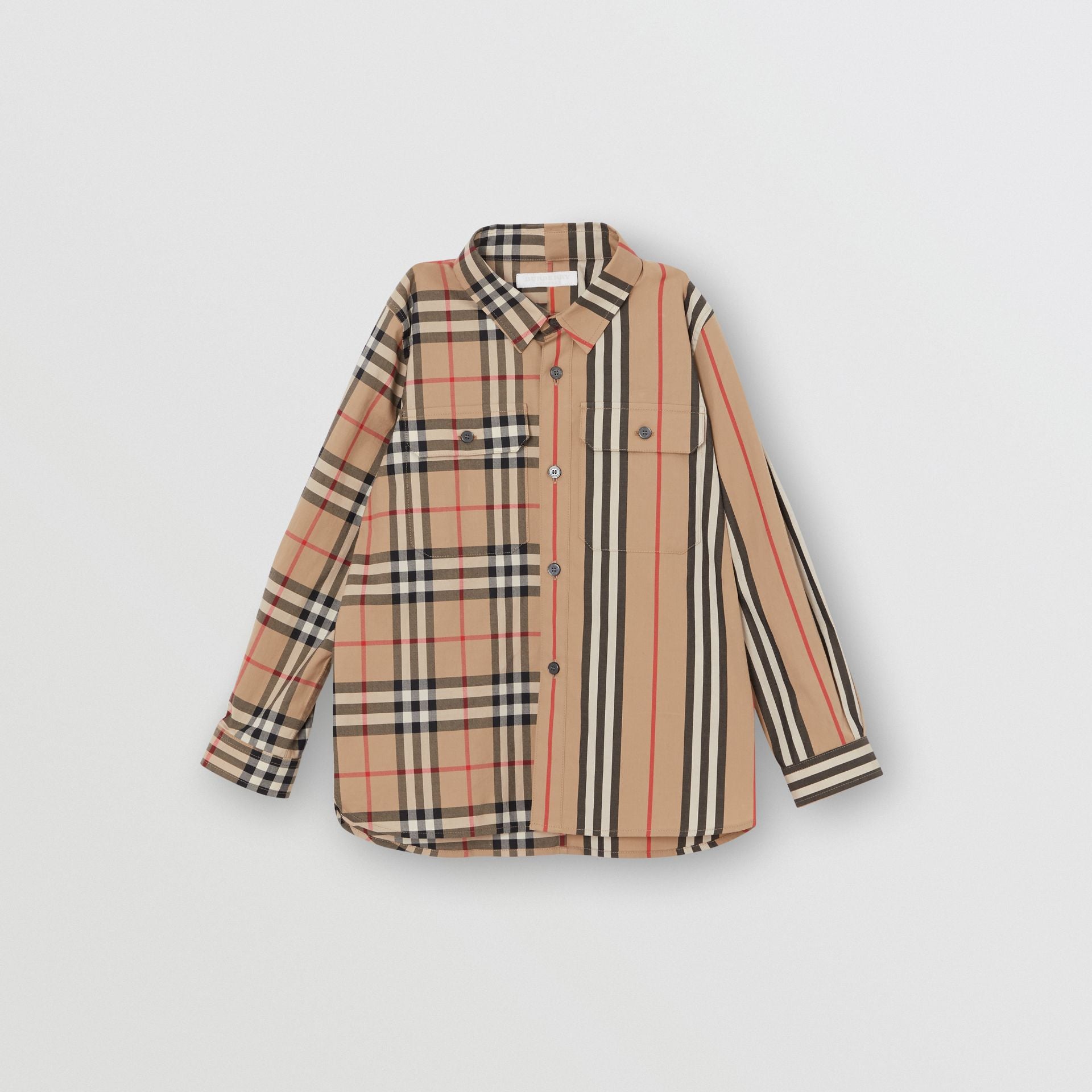 Boys Beige Check Cotton Shirt