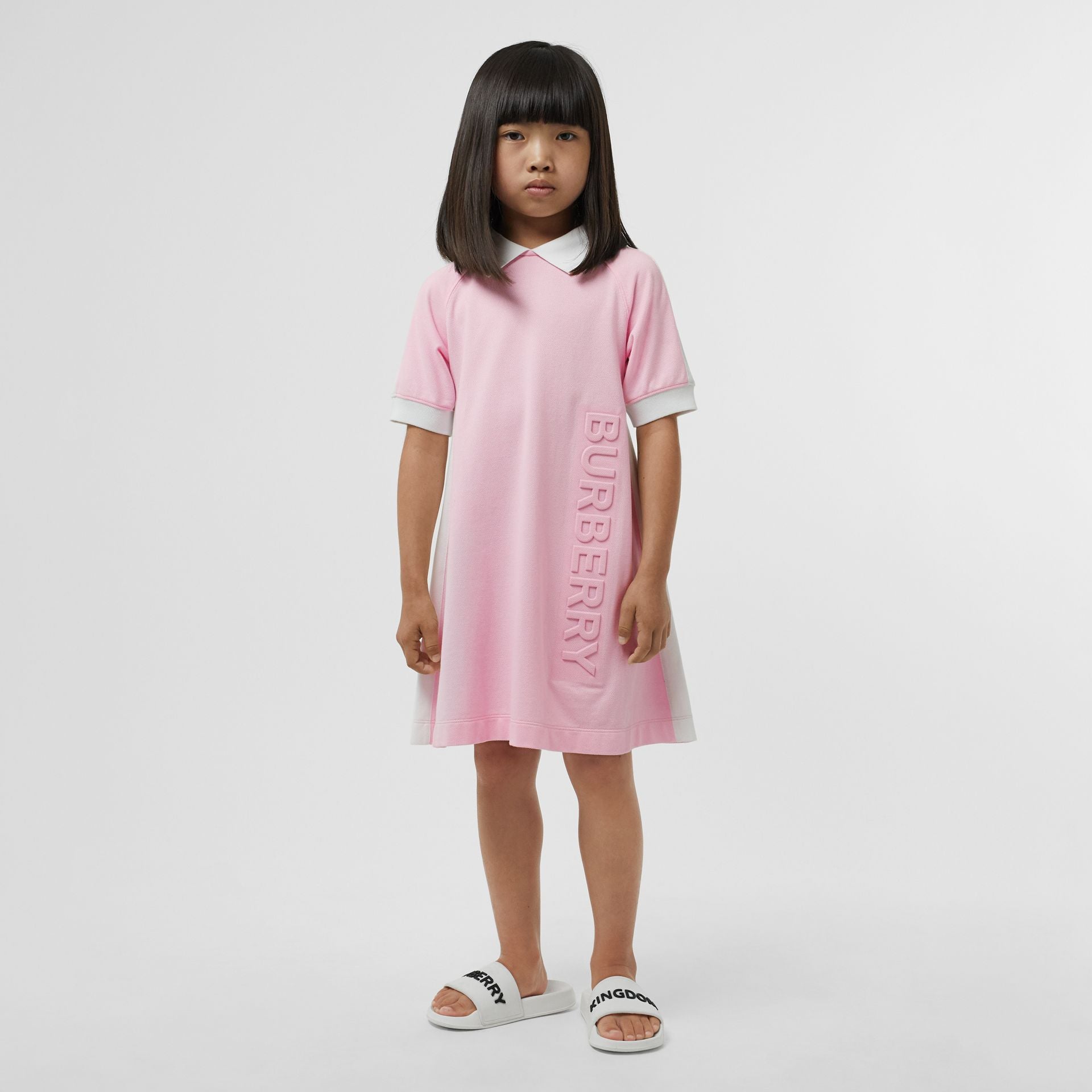 Girls Pink Logo Cotton Dress