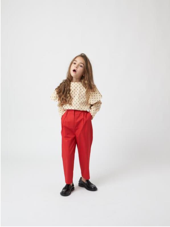Girls Bright Red Cotton Trousers