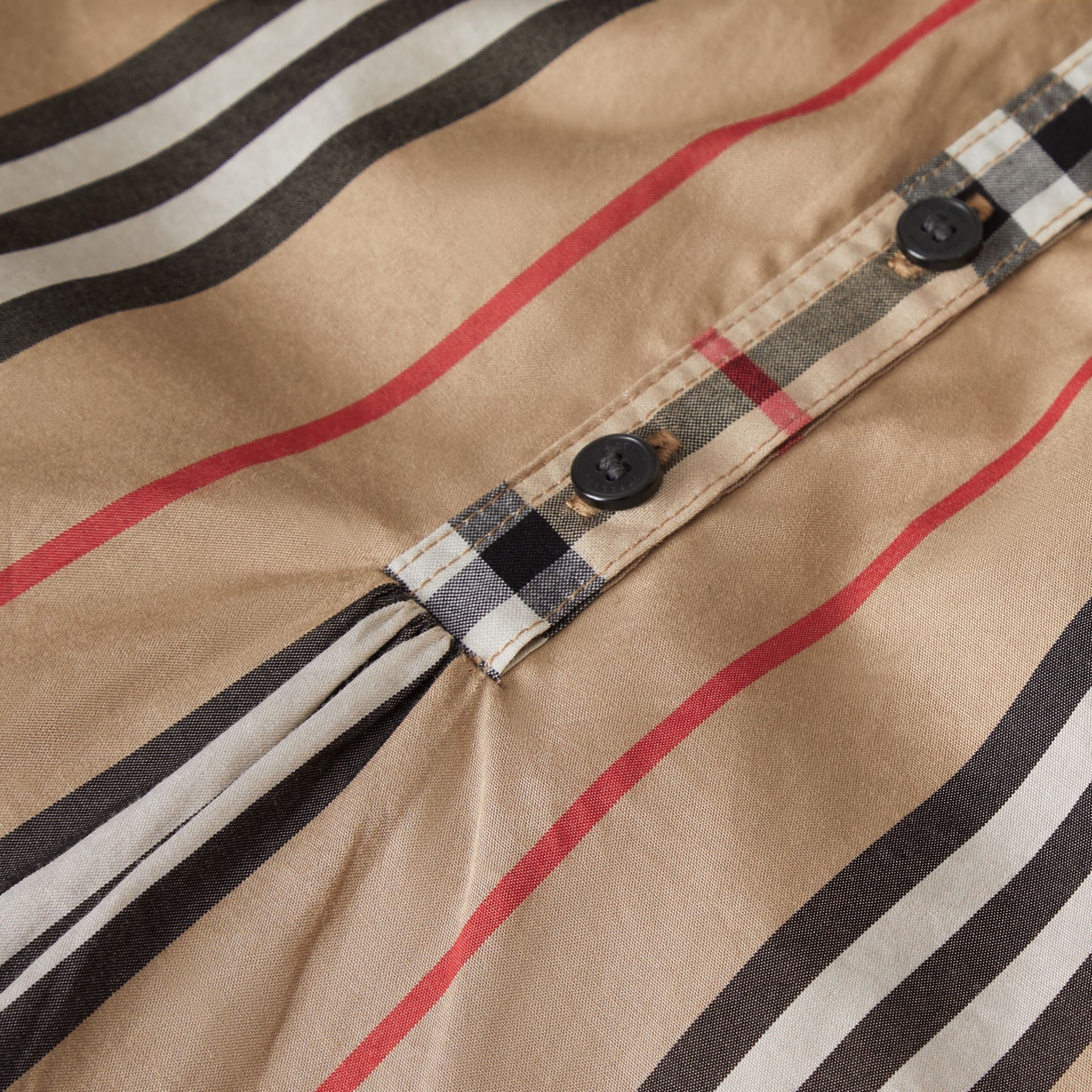 Girls Beige Stripe Cotton Shirt