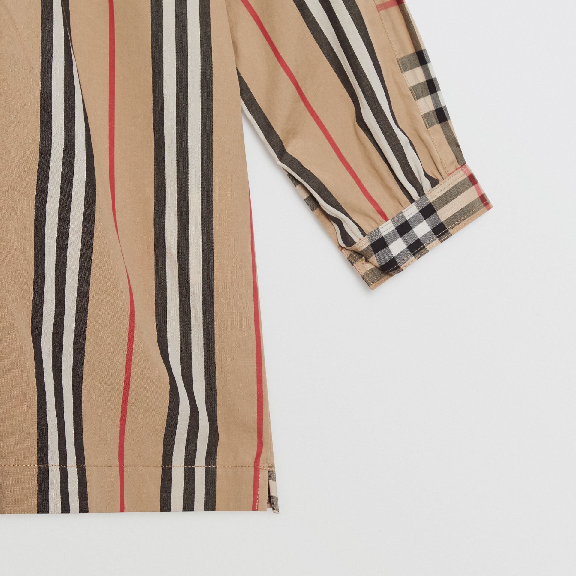 Girls Beige Stripe Cotton Shirt