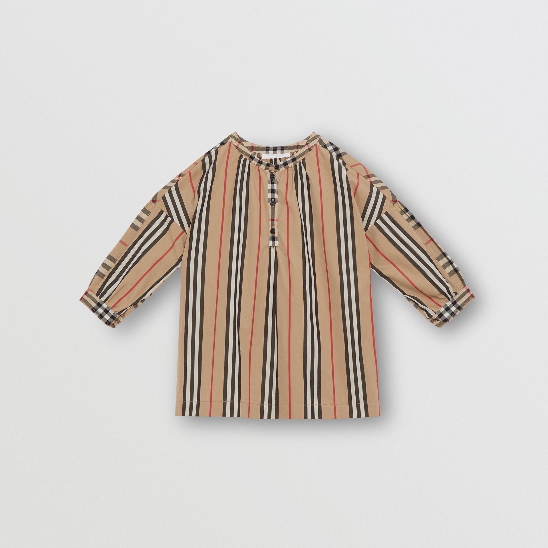 Girls Beige Stripe Cotton Shirt