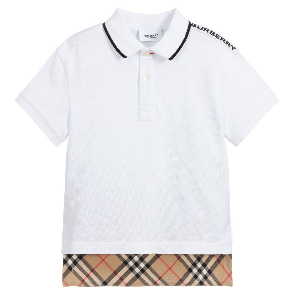 Boys White Cotton Polo Shirt