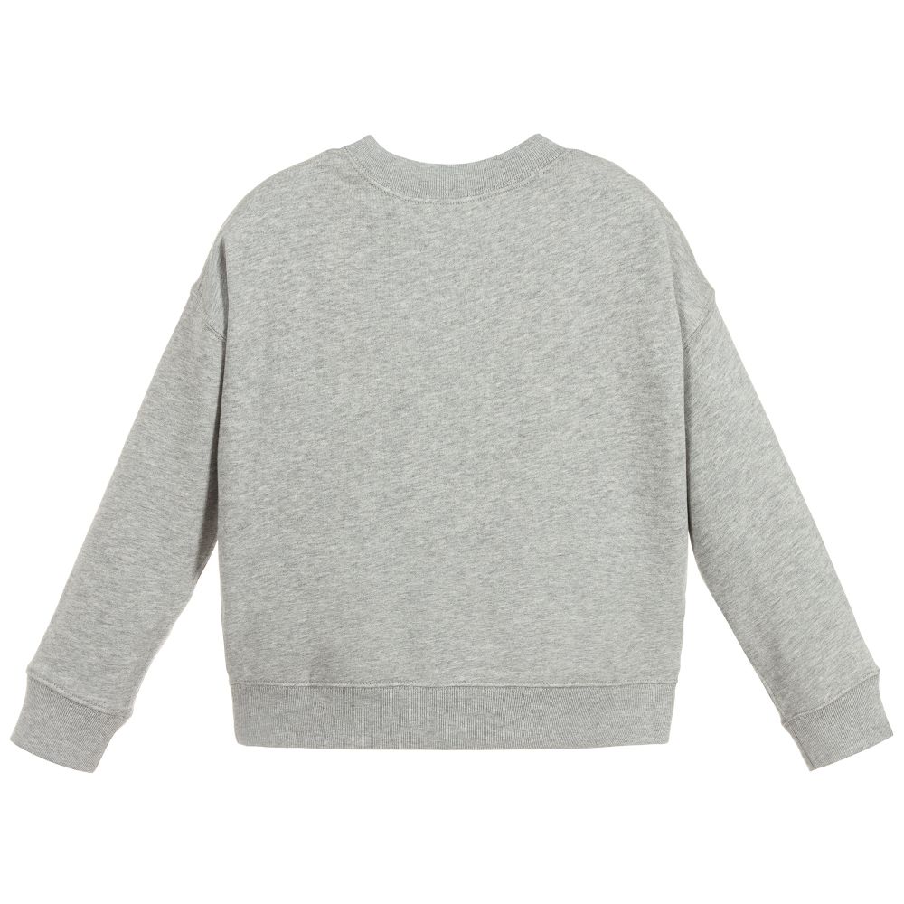 Girls Grey Logo Cotton Sweater