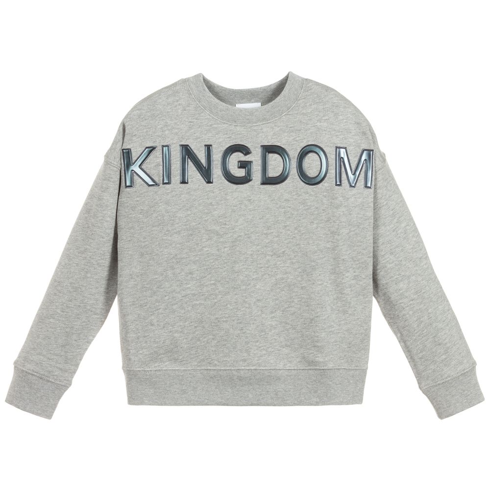 Girls Grey Logo Cotton Sweater