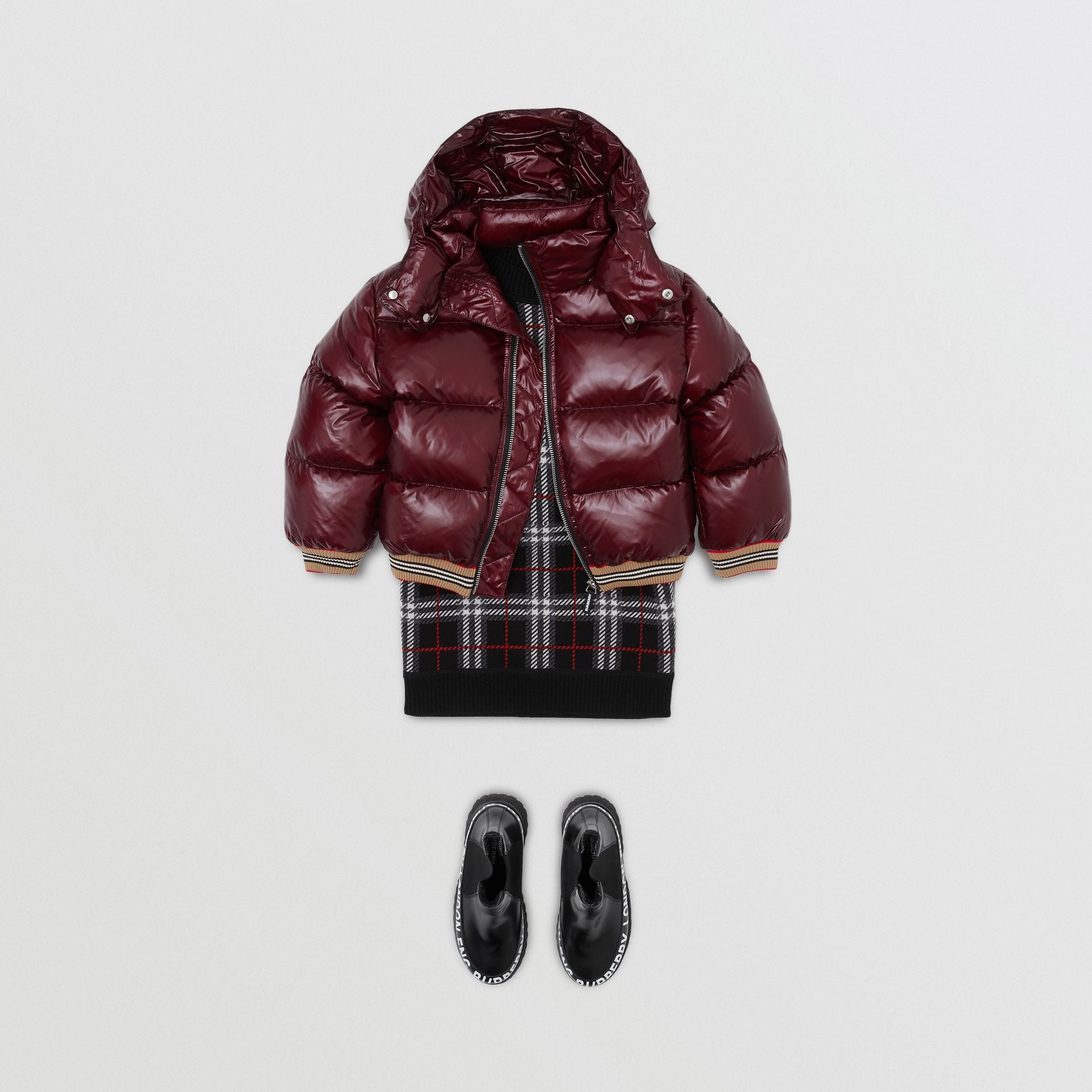 Girls Wine Red Padded Down Jacket