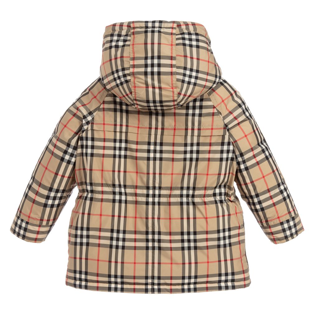 Girls Archive Beige Check Padded Down Coat